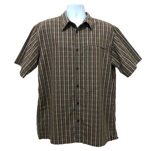 Columbia Sportswear Men’s Casual Button Front Shirt XL Plaid Brown Multi EUC